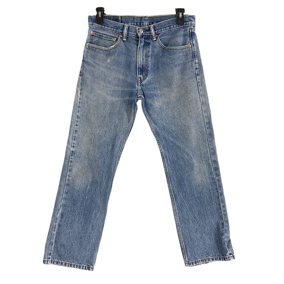 Levis 505 Mens Jeans 34 x 29 Blue Straight Leg Pants - Picture 1 of 16